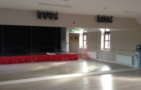 Wall of mirrors in a dance studio