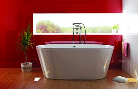 Red Coloured Glass Bath Panel