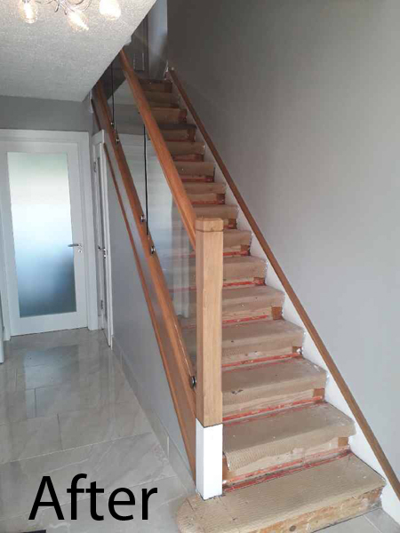 stairs after glass panels are inserted