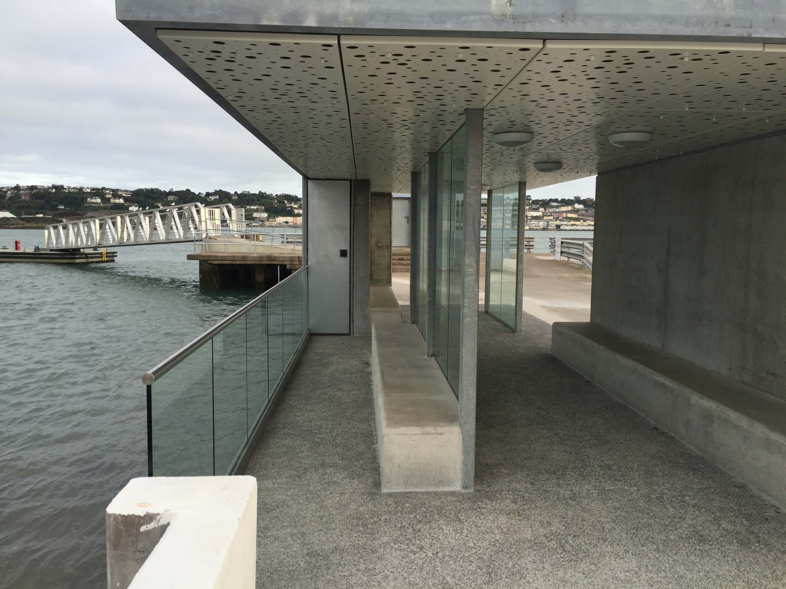Northside Glass Ltd. Installed Bottom-Held Glass Guarding With A Stainless Steel Handrail On A Commercial Waterfront Viewing Deck In Cork, Ireland.