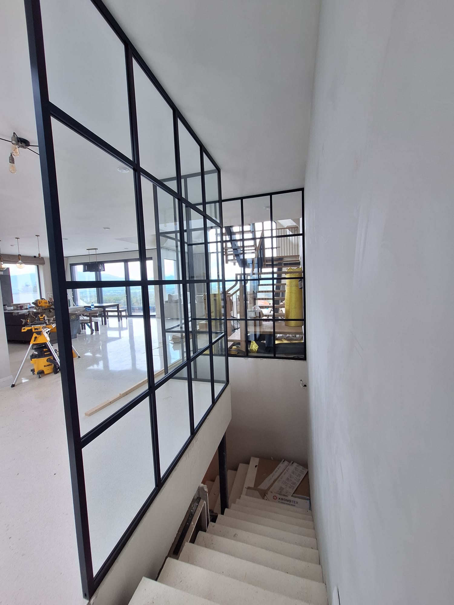 Glass Partition With Black Internal Divisions 005