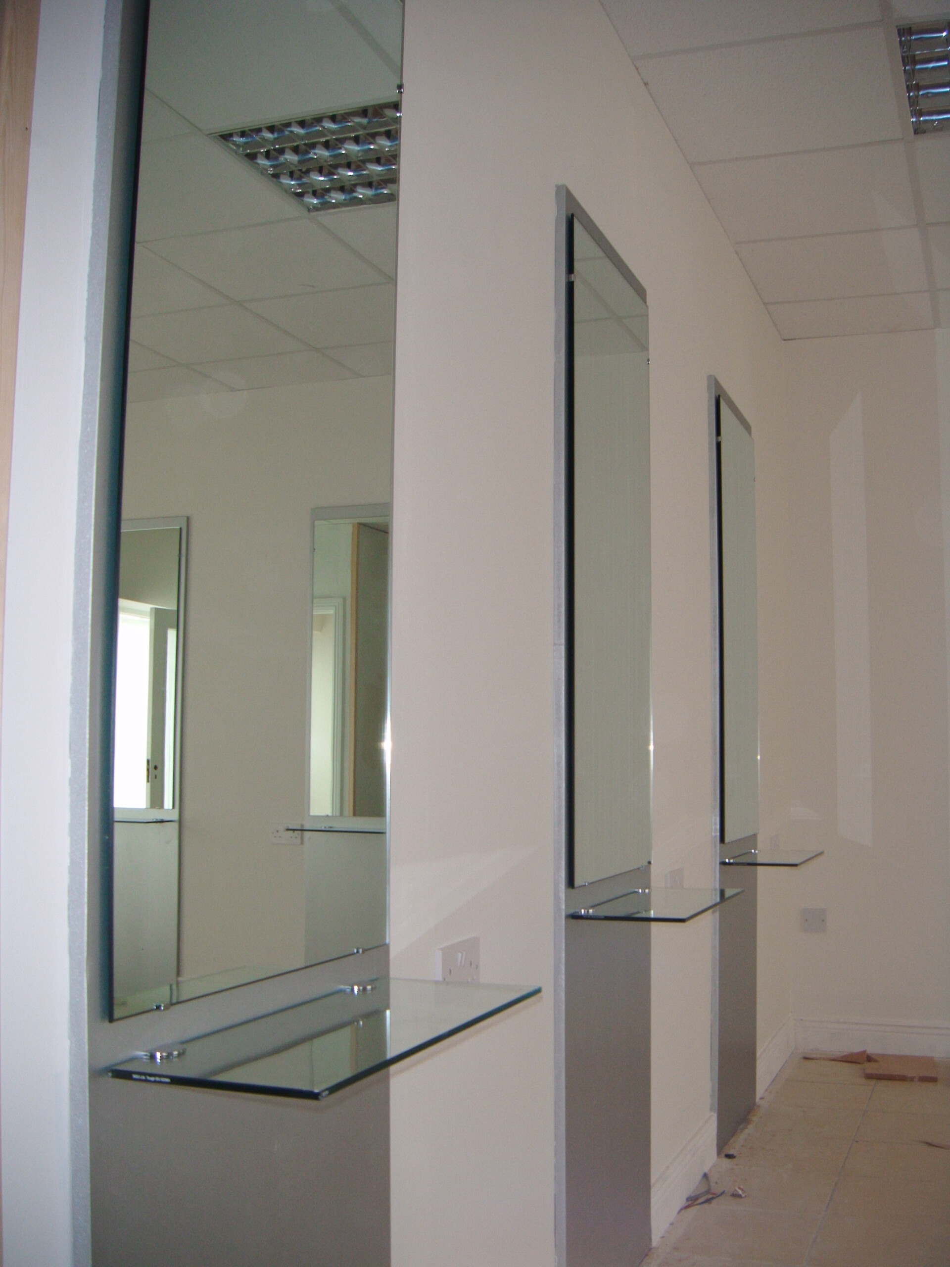 Mirrors With Glass Shelving Room Interior With Large Mirrors And Glass Shelves