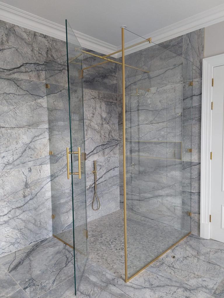 Shower Enclosure Brass Open Door 004