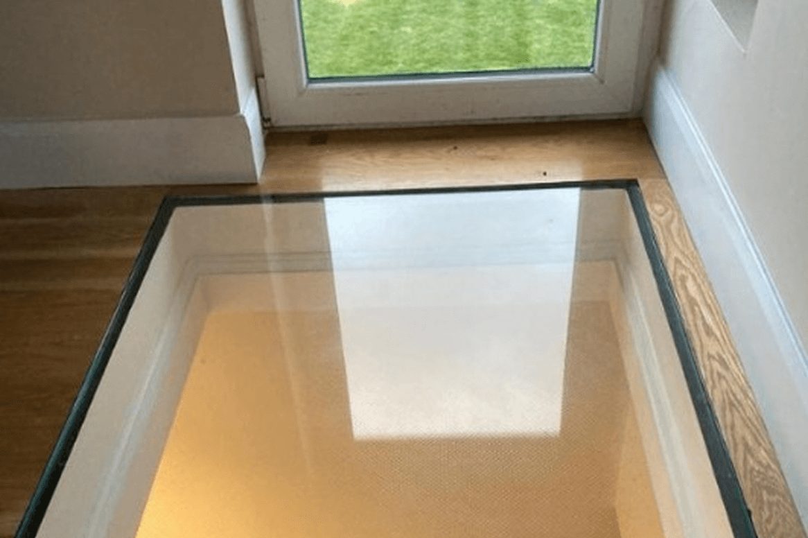 Walk On Glass Floor Panel Transparent Glass Floor Panel In A Room With Wooden Flooring
