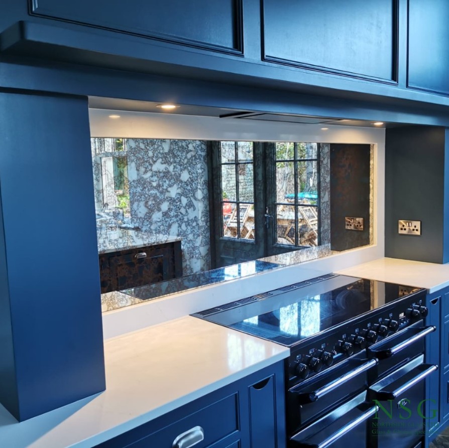 Antique Mirror 9 Antique Glass Splashback In A Kitchen