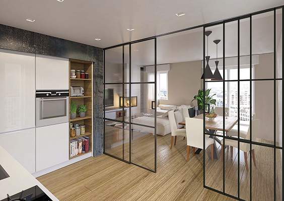 Nsg Sliding Doors 3 Full Height Glass Sliding Door With Black Divisions 003