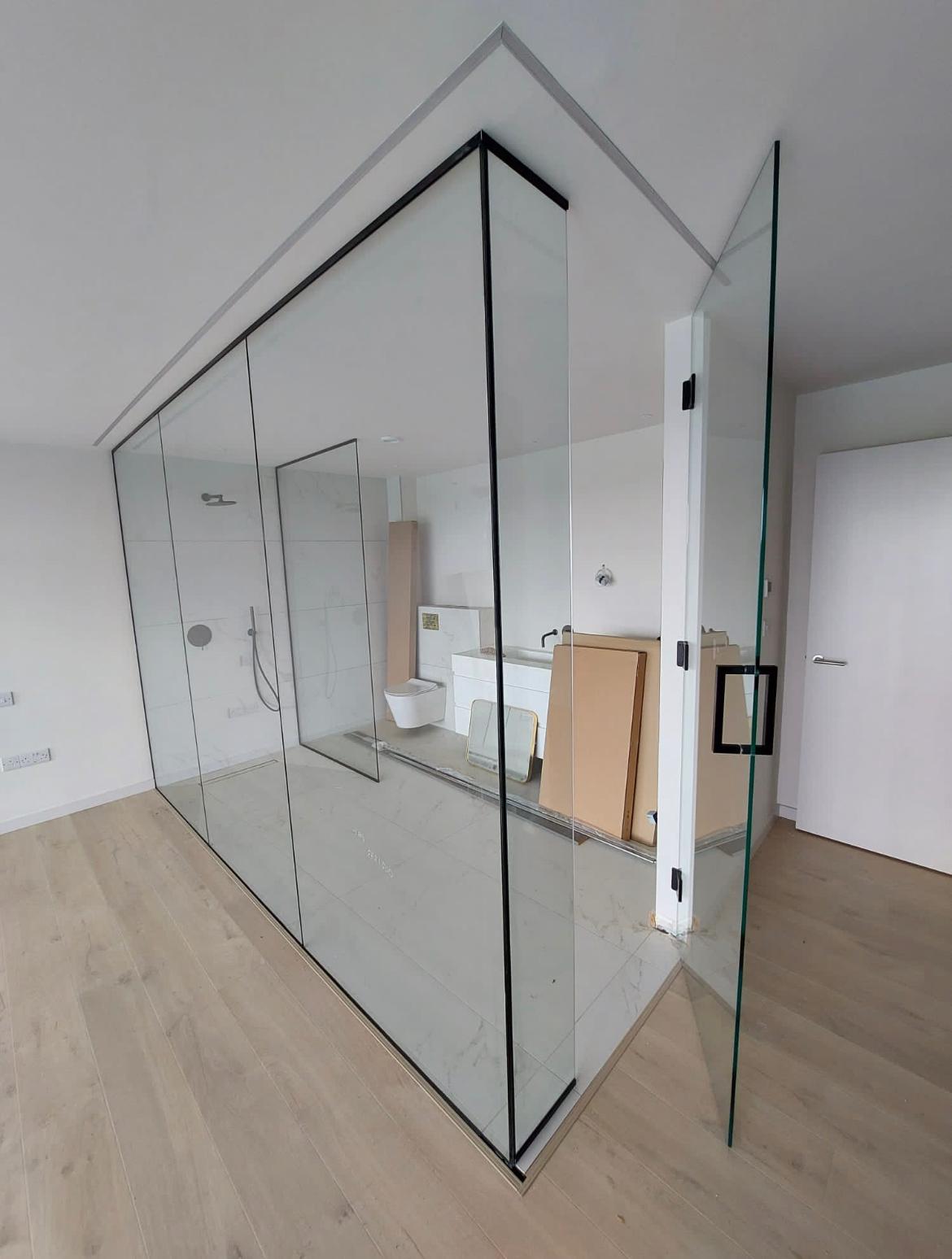 Glass Partition With Shower Enclosure
