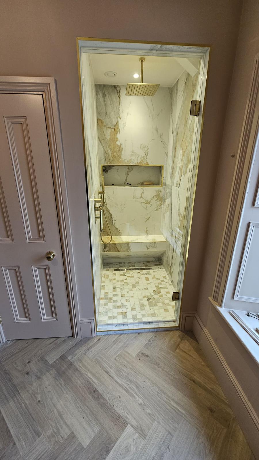 Single Shower Door Brass Trim