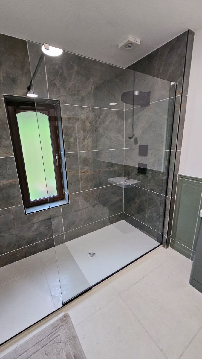 Transparent Shower Cubicle In Restroom