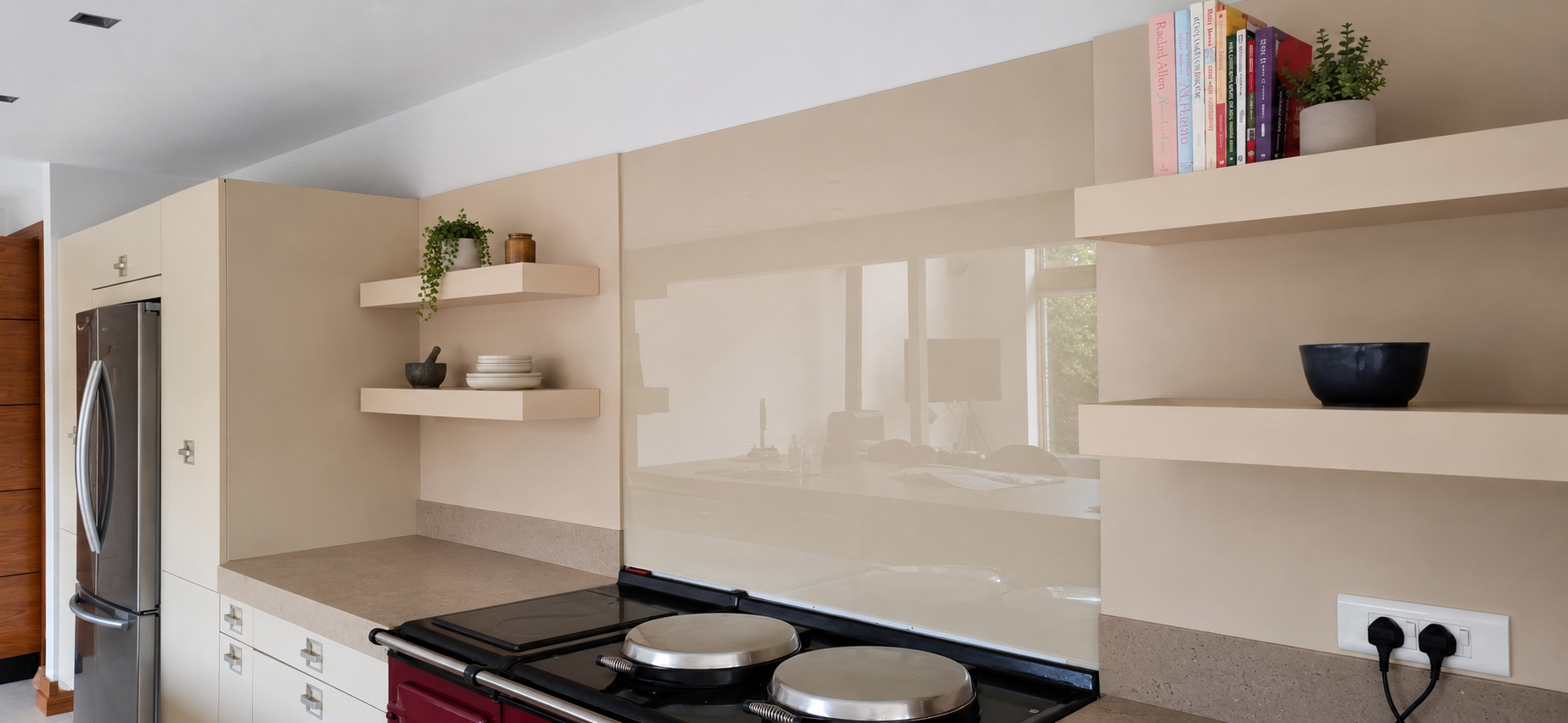 Nsg Glass Splashbacks 4 A Soft Champagne-Coloured Splashback Offering Warmth, Elegance And A Premium Finish.